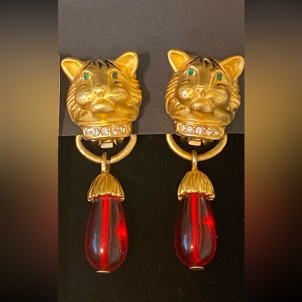 Vintage Bob Mackie  clip on  Tiger Earrings